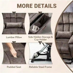 Fauteuil releveur inclinable avec repose-pieds étendu, double moteur chenille surdimensionné, chauffage, massage et chargement USB-C