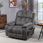 Fauteuil releveur inclinable avec repose-pieds étendu, double moteur chenille surdimensionné, chauffage, massage et chargement USB-C