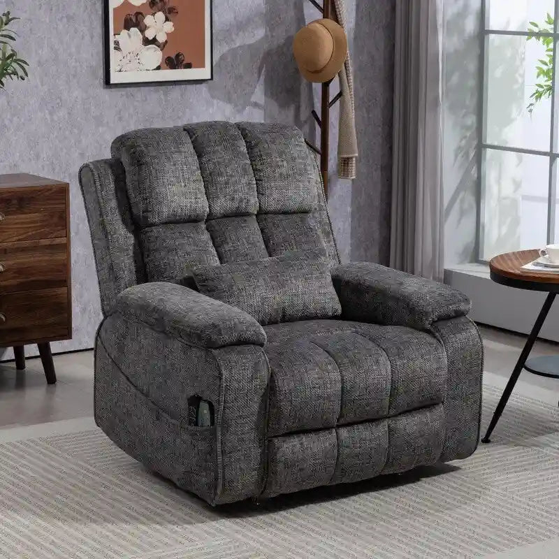 Fauteuil releveur inclinable avec repose-pieds étendu, double moteur chenille surdimensionné, chauffage, massage et chargement USB-C