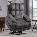 Fauteuil releveur inclinable avec repose-pieds étendu, double moteur chenille surdimensionné, chauffage, massage et chargement USB-C