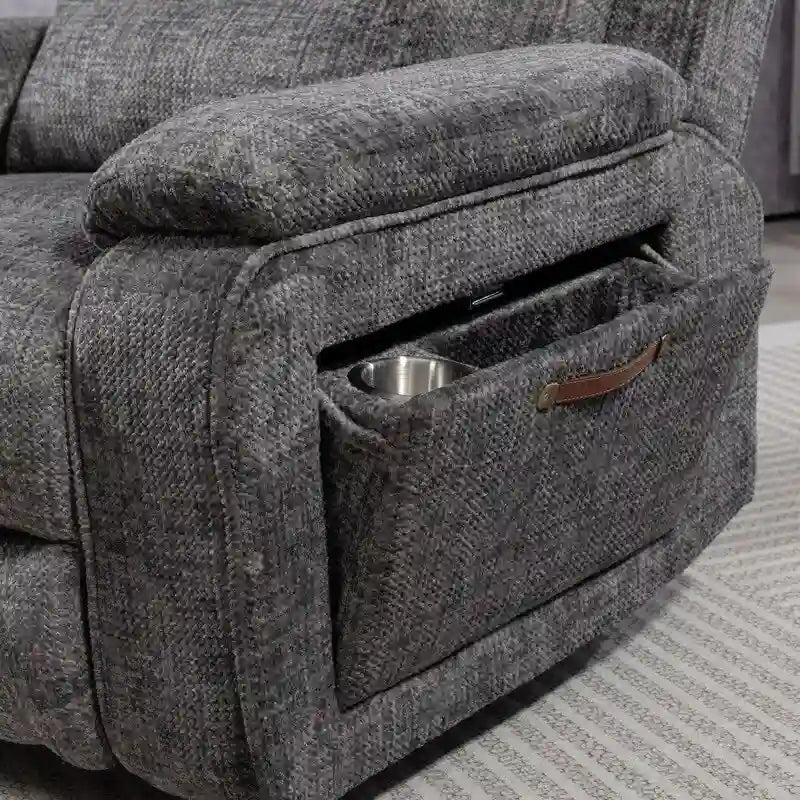 Fauteuil releveur inclinable avec repose-pieds étendu, double moteur chenille surdimensionné, chauffage, massage et chargement USB-C
