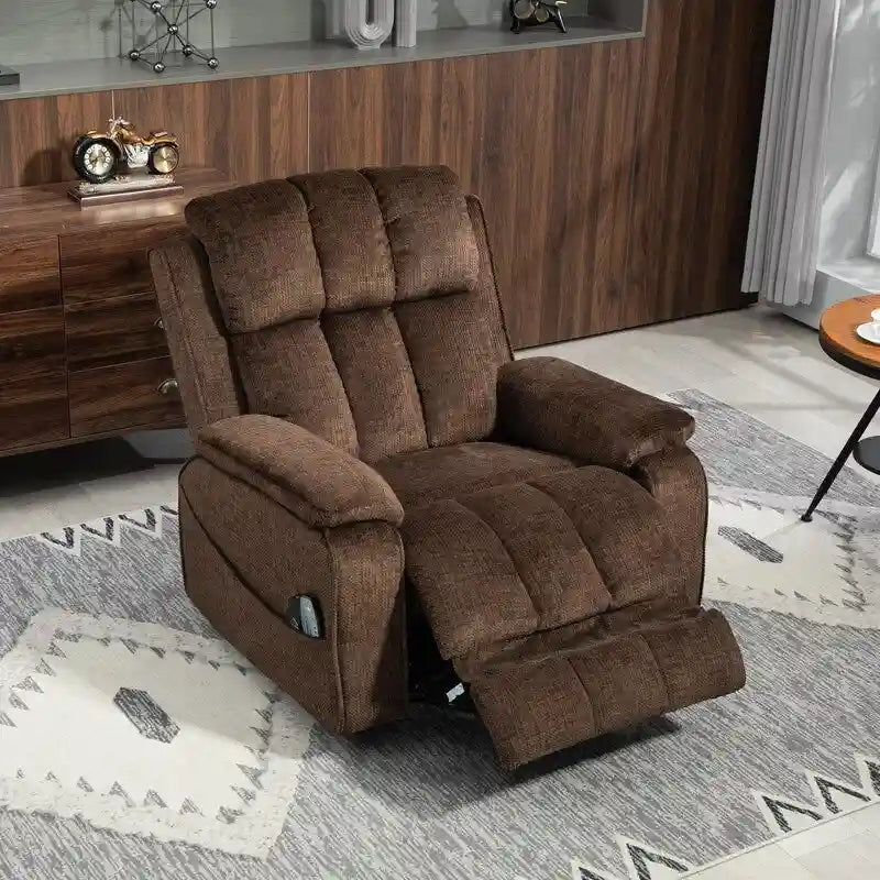 Fauteuil releveur inclinable avec repose-pieds étendu, double moteur chenille surdimensionné, chauffage, massage et chargement USB-C
