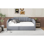 Canapé-lit rembourré avec rangement, taille double, beige