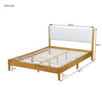 Lit queen size en bois d'hévéa, lit en bois massif avec tête de lit rembourrée