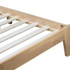 Lit queen size en bois d'hévéa, lit en bois massif avec tête de lit rembourrée