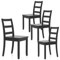 Lot de 4 chaises de salle à manger sans accoudoirs à dossier échelle avec pieds en bois d'hévéa massif