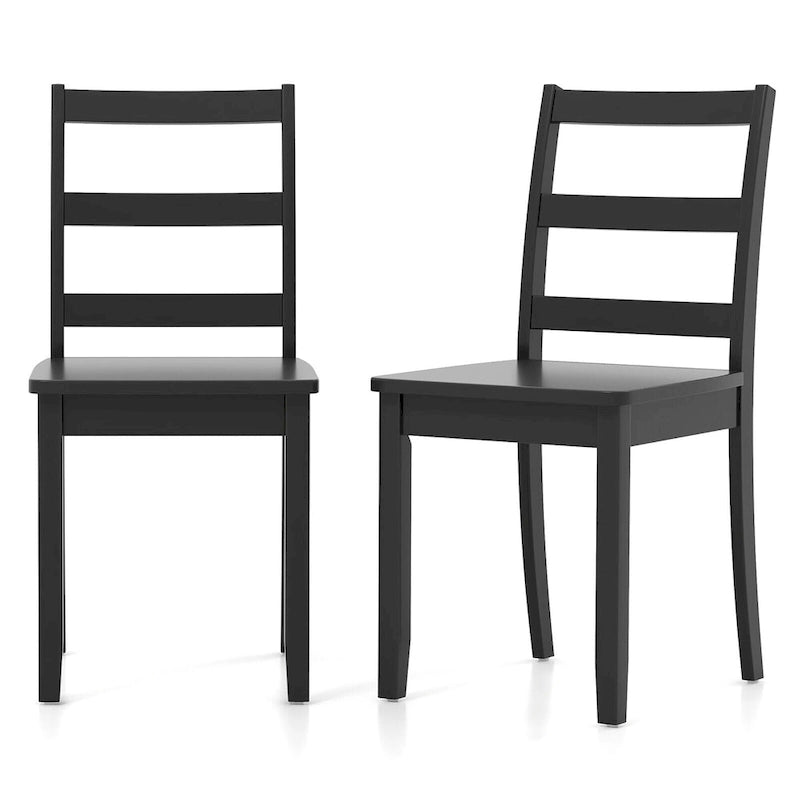 Lot de 4 chaises de salle à manger sans accoudoirs à dossier échelle avec pieds en bois d'hévéa massif