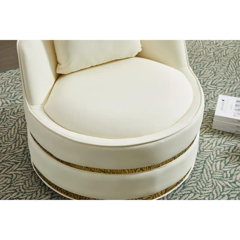 Fauteuil pivotant, Fauteuil d'appoint pivotant à 360°, Fauteuil club baril en similicuir, Fauteuil rembourré individuel