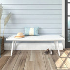 Banc d'entrée double en bois de style Mid-Century - 143,5 cm L x 42 cm l x 44,5 cm H
