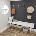 Banc d'entrée double en bois de style Mid-Century - 143,5 cm L x 42 cm l x 44,5 cm H