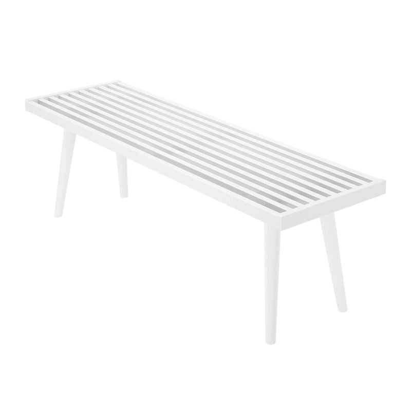Banc d'entrée double en bois de style Mid-Century - 143,5 cm L x 42 cm l x 44,5 cm H