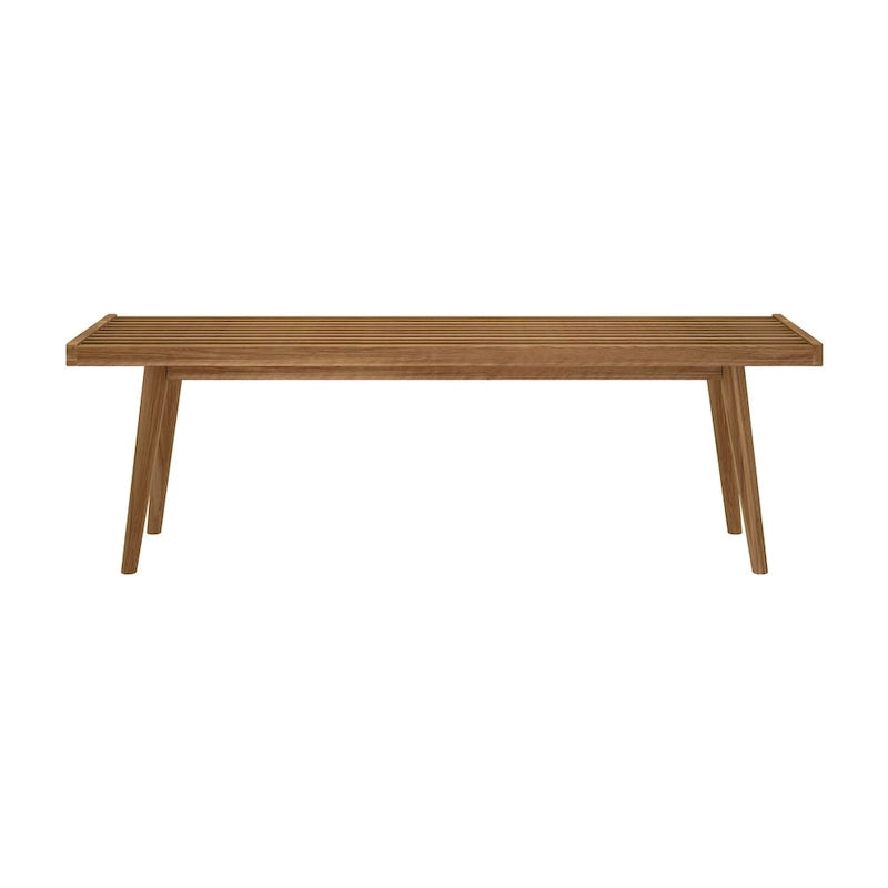 Banc d'entrée double en bois de style Mid-Century - 143,5 cm L x 42 cm l x 44,5 cm H