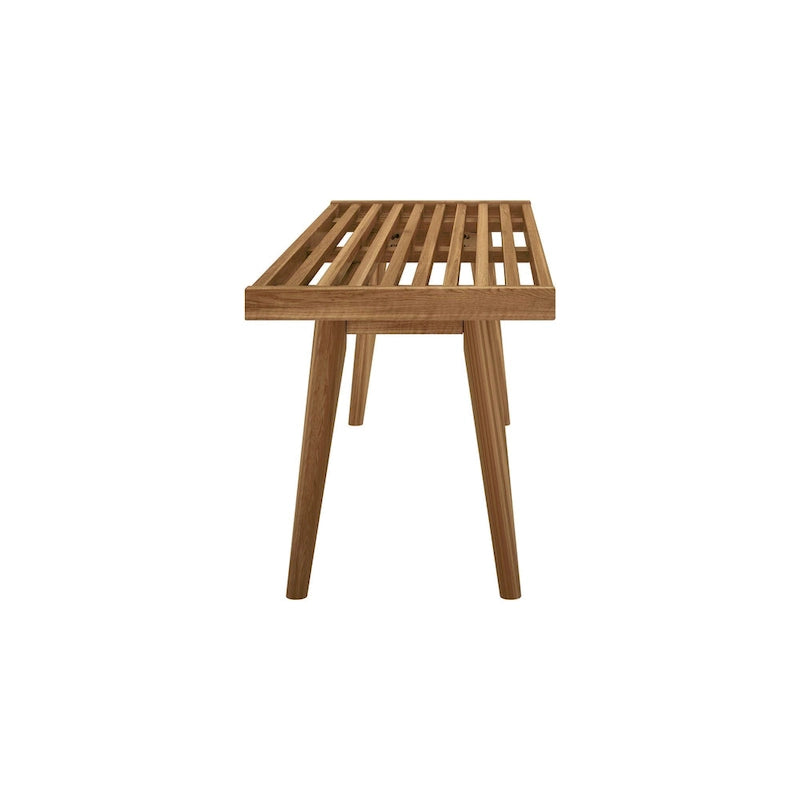 Banc d'entrée double en bois de style Mid-Century - 143,5 cm L x 42 cm l x 44,5 cm H