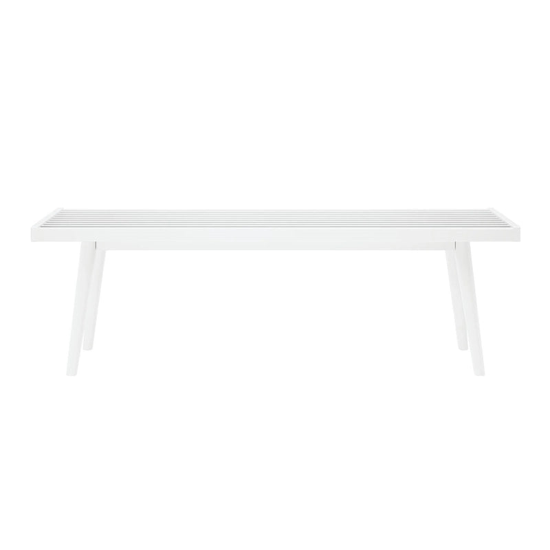 Banc d'entrée double en bois de style Mid-Century - 143,5 cm L x 42 cm l x 44,5 cm H