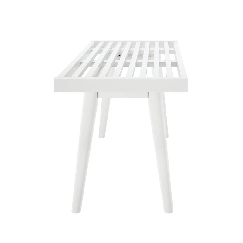 Banc d'entrée double en bois de style Mid-Century - 143,5 cm L x 42 cm l x 44,5 cm H