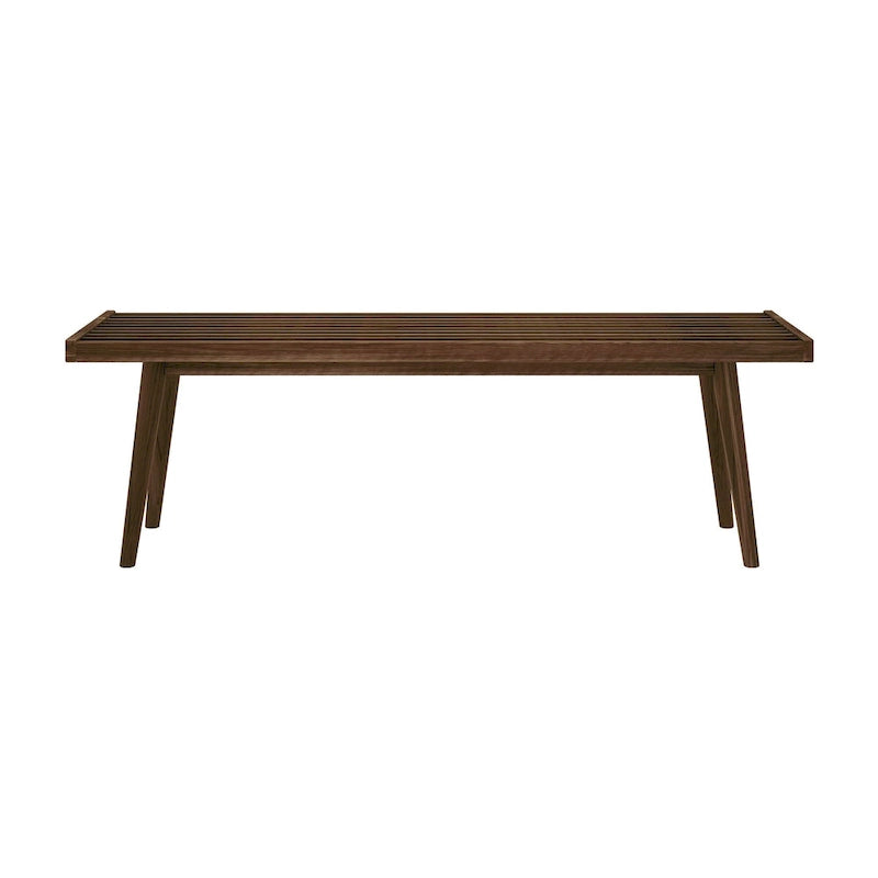 Banc d'entrée double en bois de style Mid-Century - 143,5 cm L x 42 cm l x 44,5 cm H