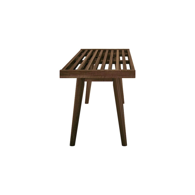 Banc d'entrée double en bois de style Mid-Century - 143,5 cm L x 42 cm l x 44,5 cm H