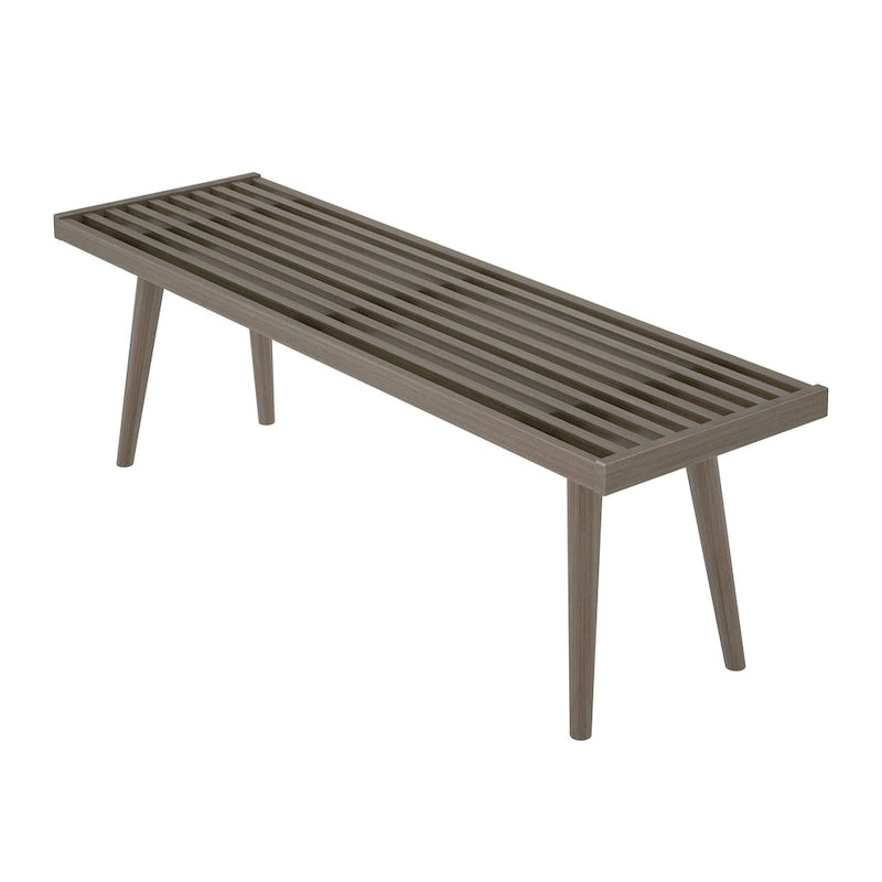 Banc d'entrée double en bois de style Mid-Century - 143,5 cm L x 42 cm l x 44,5 cm H