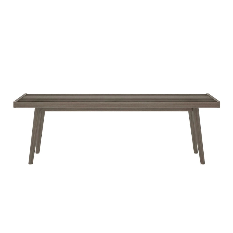 Banc d'entrée double en bois de style Mid-Century - 143,5 cm L x 42 cm l x 44,5 cm H