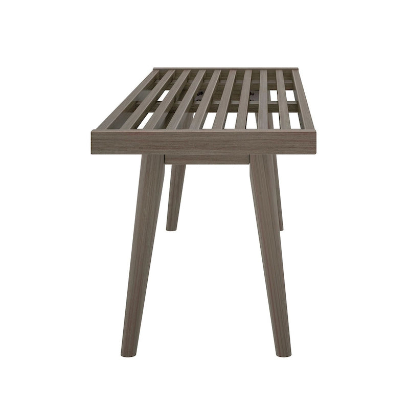 Banc d'entrée double en bois de style Mid-Century - 143,5 cm L x 42 cm l x 44,5 cm H