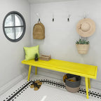 Banc d'entrée double en bois de style Mid-Century - 143,5 cm L x 42 cm l x 44,5 cm H