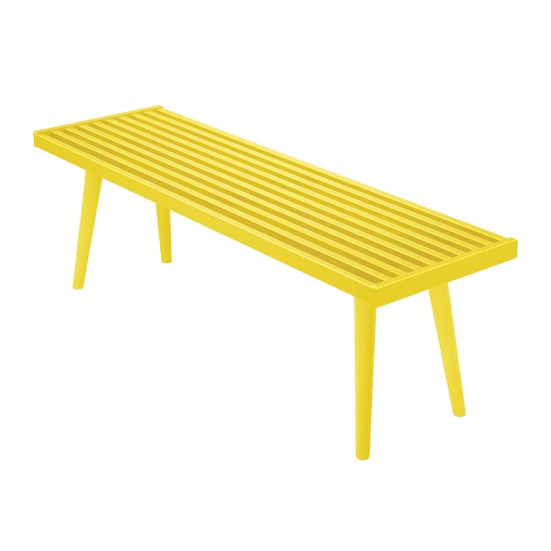 Banc d'entrée double en bois de style Mid-Century - 143,5 cm L x 42 cm l x 44,5 cm H