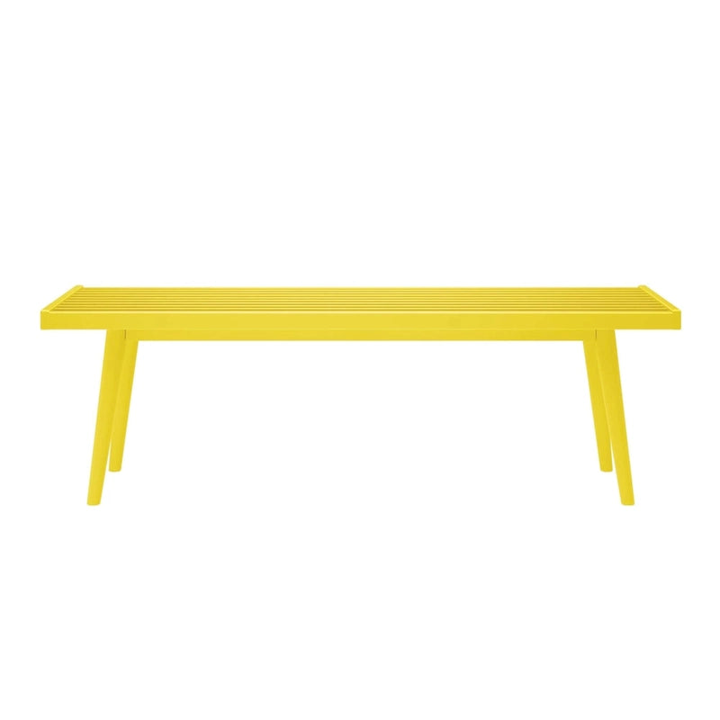 Banc d'entrée double en bois de style Mid-Century - 143,5 cm L x 42 cm l x 44,5 cm H