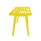 Banc d'entrée double en bois de style Mid-Century - 143,5 cm L x 42 cm l x 44,5 cm H