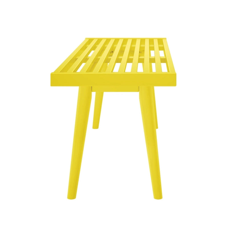Banc d'entrée double en bois de style Mid-Century - 143,5 cm L x 42 cm l x 44,5 cm H