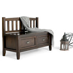 Banc de rangement d'entrée de 106,7 cm de large en bois massif de style transitionnel avec tiroirs