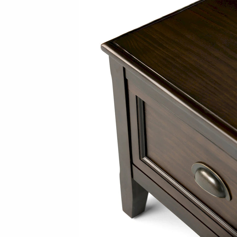 Banc de rangement d'entrée de 106,7 cm de large en bois massif de style transitionnel avec tiroirs