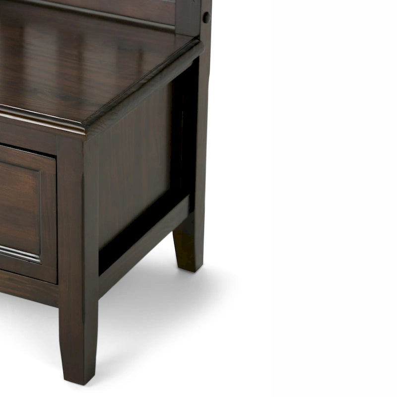 Banc de rangement d'entrée de 106,7 cm de large en bois massif de style transitionnel avec tiroirs