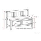 Banc de rangement d'entrée de 106,7 cm de large en bois massif de style transitionnel avec tiroirs