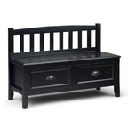 Banc de rangement d'entrée de 106,7 cm de large en bois massif de style transitionnel avec tiroirs