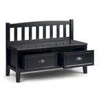 Banc de rangement d'entrée de 106,7 cm de large en bois massif de style transitionnel avec tiroirs