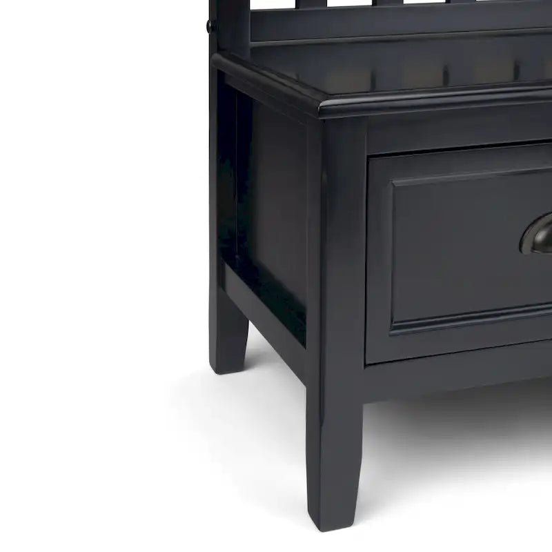 Banc de rangement d'entrée de 106,7 cm de large en bois massif de style transitionnel avec tiroirs
