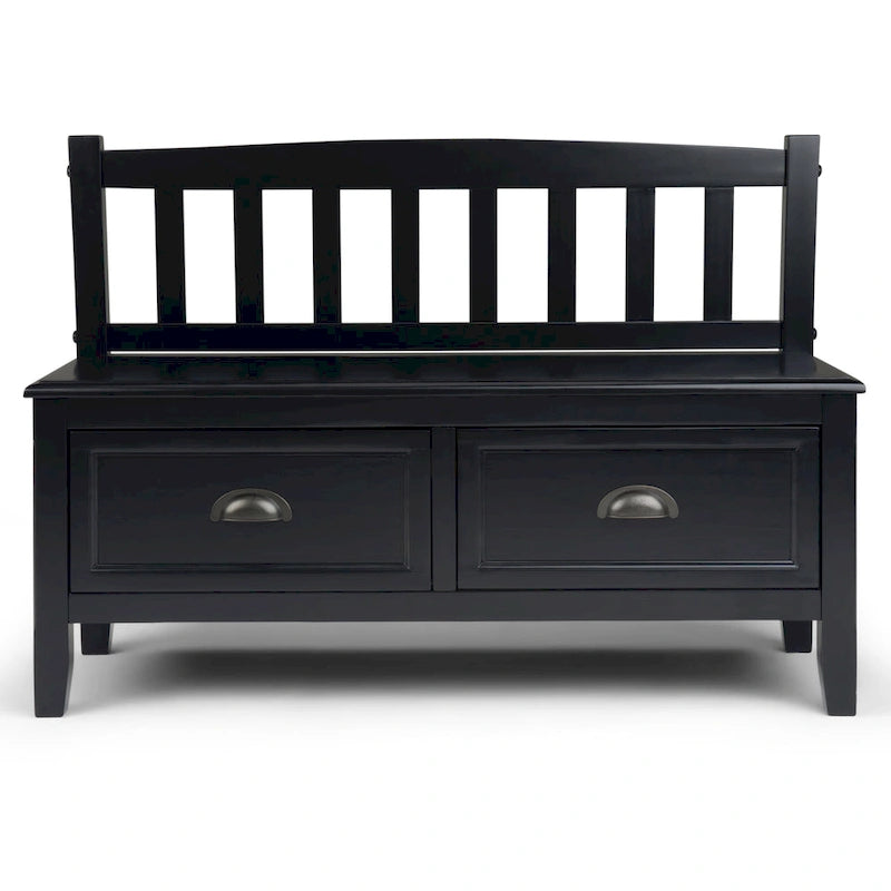 Banc de rangement d'entrée de 106,7 cm de large en bois massif de style transitionnel avec tiroirs