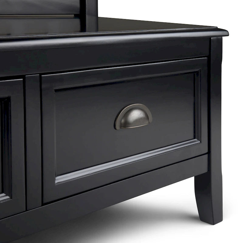 Banc de rangement d'entrée de 106,7 cm de large en bois massif de style transitionnel avec tiroirs