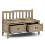 Banc de rangement d'entrée de 106,7 cm de large en bois massif de style transitionnel avec tiroirs