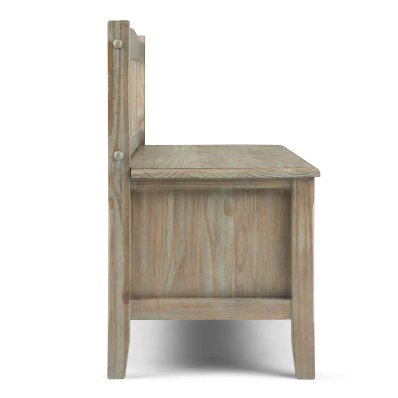 Banc de rangement d'entrée de 106,7 cm de large en bois massif de style transitionnel avec tiroirs