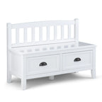Banc de rangement d'entrée de 106,7 cm de large en bois massif de style transitionnel avec tiroirs