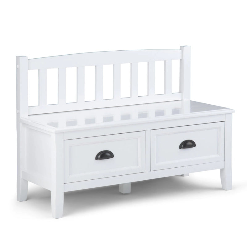 Banc de rangement d'entrée de 106,7 cm de large en bois massif de style transitionnel avec tiroirs