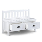 Banc de rangement d'entrée de 106,7 cm de large en bois massif de style transitionnel avec tiroirs