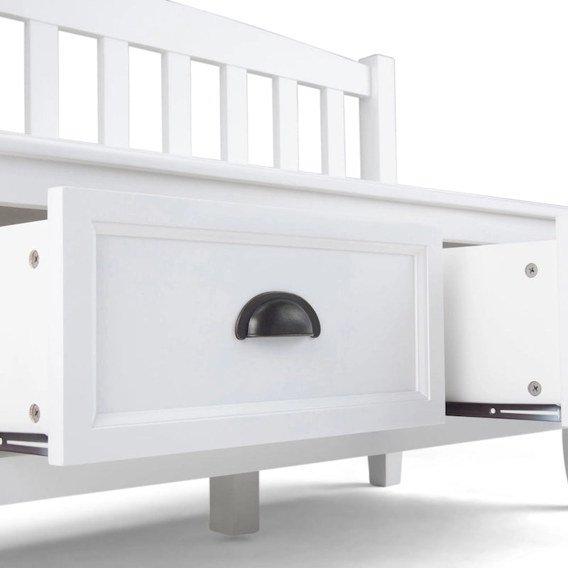 Banc de rangement d'entrée de 106,7 cm de large en bois massif de style transitionnel avec tiroirs