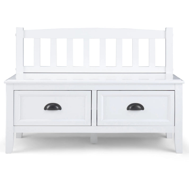 Banc de rangement d'entrée de 106,7 cm de large en bois massif de style transitionnel avec tiroirs