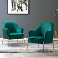 Lot de 2 fauteuils d'appoint modernes en velours avec pieds dorés
