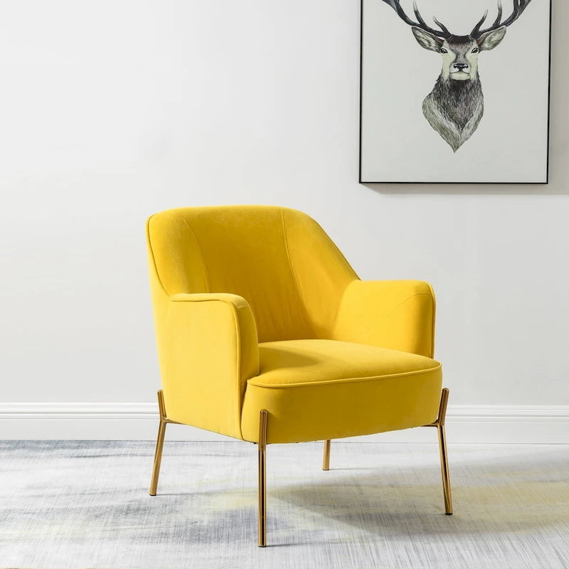 Lot de 2 fauteuils d'appoint modernes en velours avec pieds dorés
