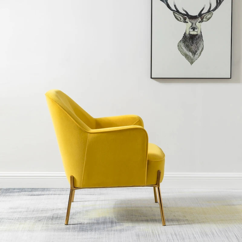 Lot de 2 fauteuils d'appoint modernes en velours avec pieds dorés