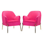 Lot de 2 fauteuils d'appoint modernes en velours avec pieds dorés