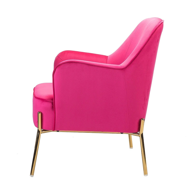 Lot de 2 fauteuils d'appoint modernes en velours avec pieds dorés